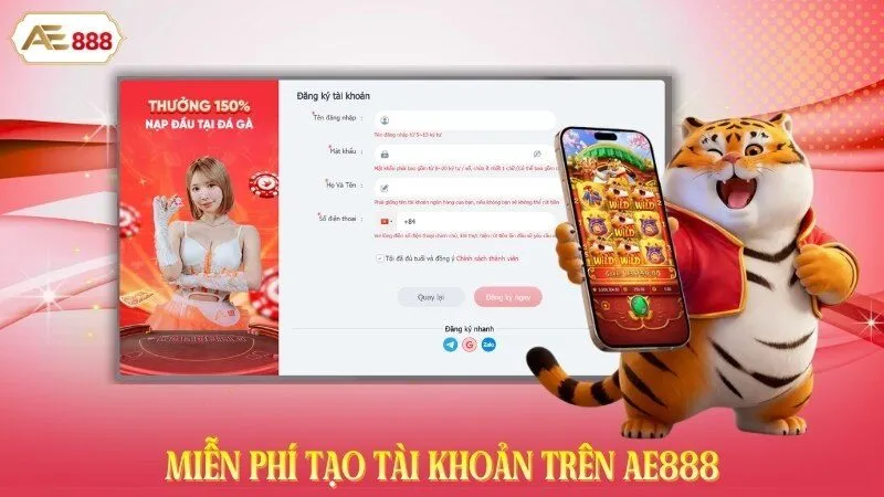 Miễn phí tạo tài khoản trên AE888